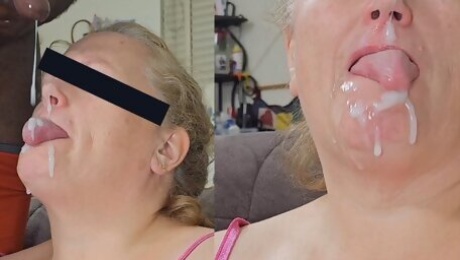 He Couldn't Control himself, So He Covered My Face With His Big Cum Loads