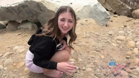 Vacation with Macy Meadows takes a piss in public and plays with her pussy POV