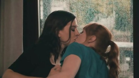 Sensual Lesbians Pleasure Each Other On A Rainy Day