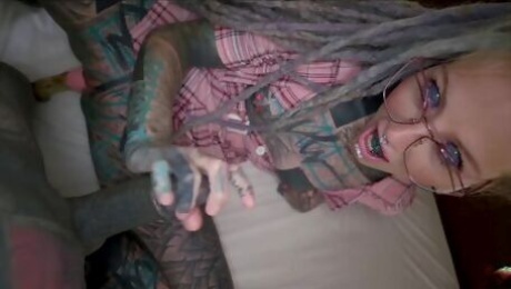 Inked dude with a massive dick anally impaled Anuskatzz and Lily Lu